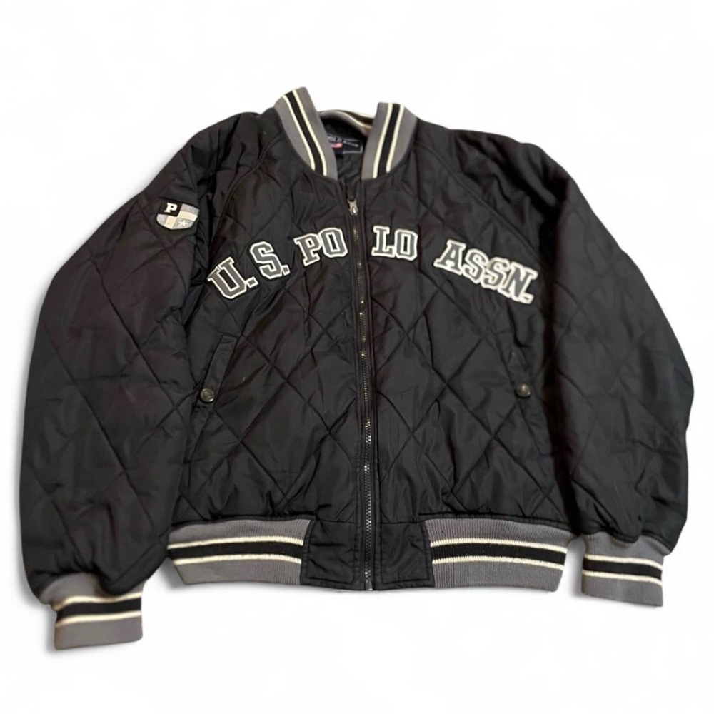 Vintage 90s US Polo Assn. Full-Zip Quilted Embroidered Jacket Men’s M